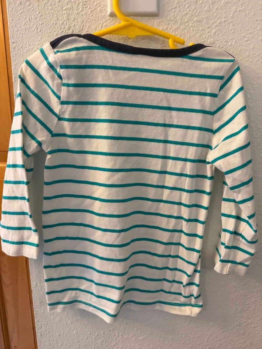 Girls' Teal Stripe Long-Sleeve Tee with Navy Pocket Detail - Picture 2 of 2